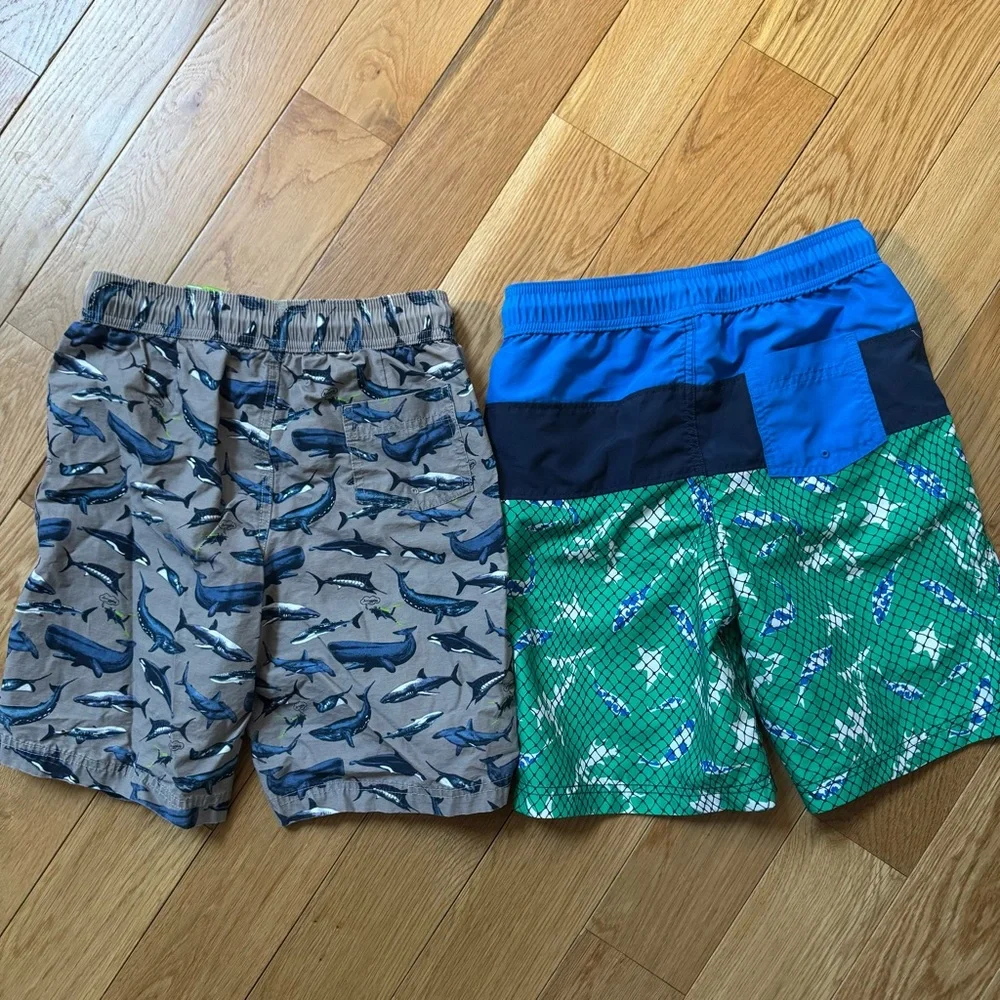 Lands' End Kids Shark Print Swim Trunks - Set of 2